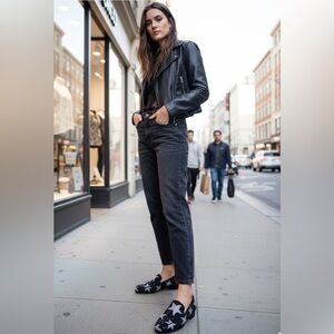 Lola Cruz Black Crystal Stone Star Loafers Size 39 Embellished Shoes